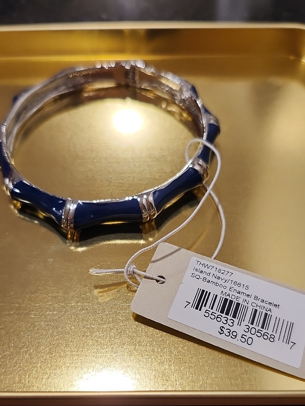 Tommy Bahama Island Navy Bamboo Enamel Bracelet NWT